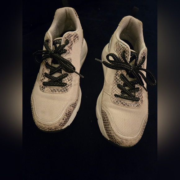 Skechers Shoes - Skechers Beige Snake-Print Mesh Sneakers